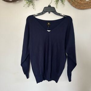 JM Collection Deep Blue Knit Top size m